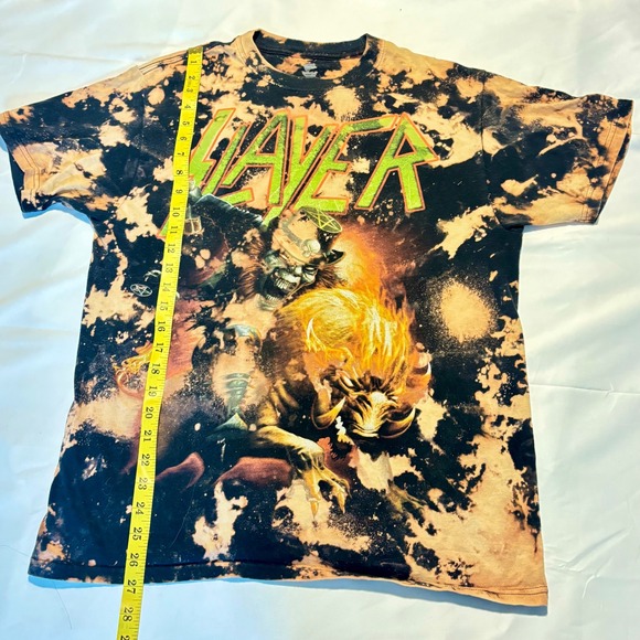 Slayer Bleached Tie Dye Graphic T Shirt Heavy Metal Band Tee - Picture 3 of 11